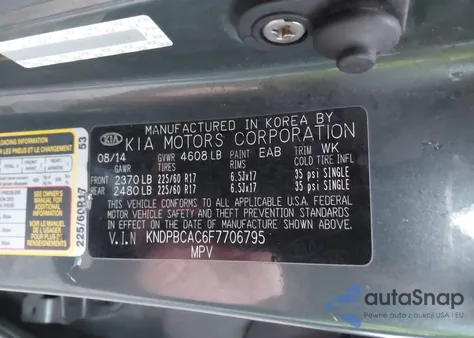 2015 Kia Sportage Lx z USA, uszkodzony, nr VIN KNDPBCAC6F7706795